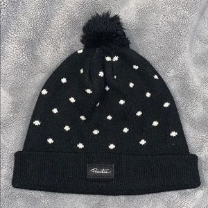 black polka dot beanie